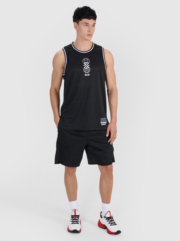 Męski top do koszykówki oversize 4F 4FRSS25TFSLM714 - czarny