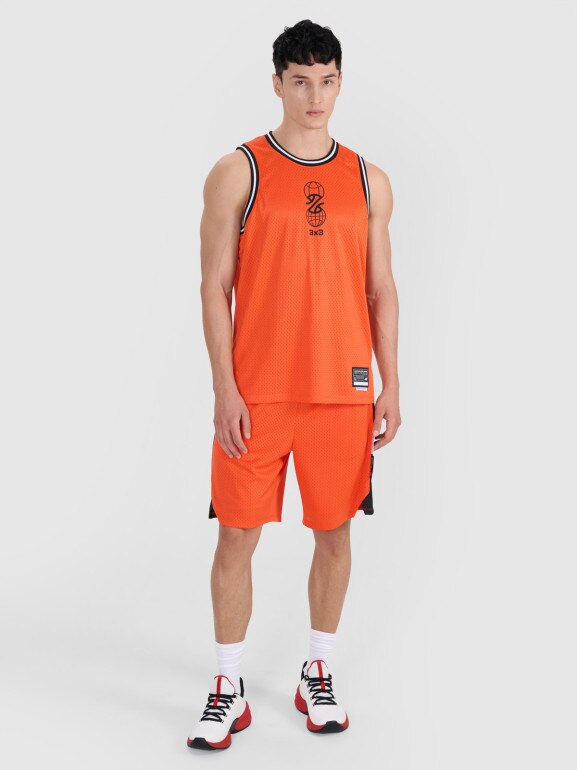 Męski top do koszykówki oversize 4F 4FRSS25TFSLM714 - pomarańczowy