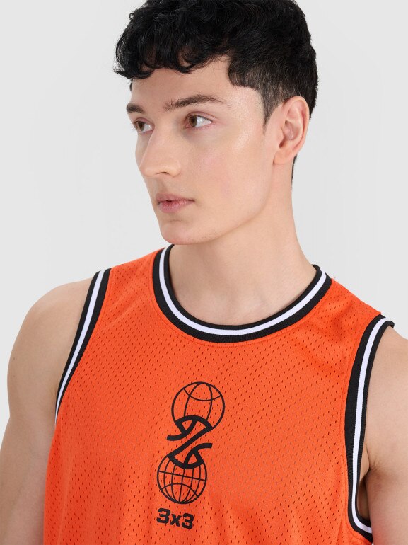 Męski top do koszykówki oversize 4F 4FRSS25TFSLM714 - pomarańczowy