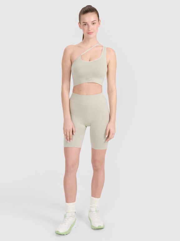 Damskie legginsy kolarki treningowe 4F 4FRSS25TFSTF091 - beżowe