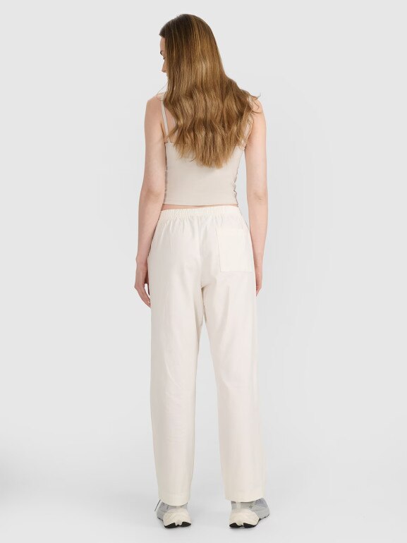 Damskie spodnie casual 4F 4FRSS25TTROF1448 - białe