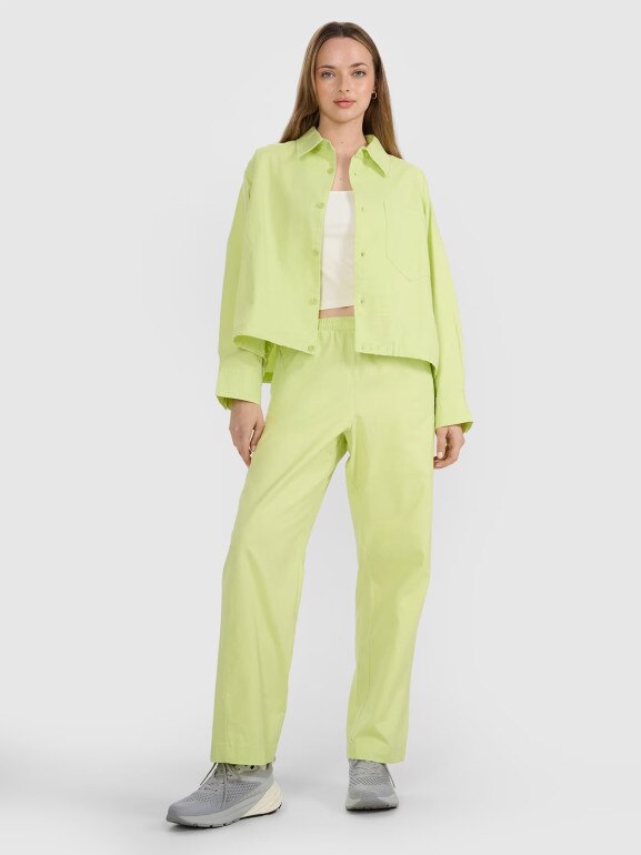 Damskie spodnie casual 4F 4FRSS25TTROF1448 - żółty