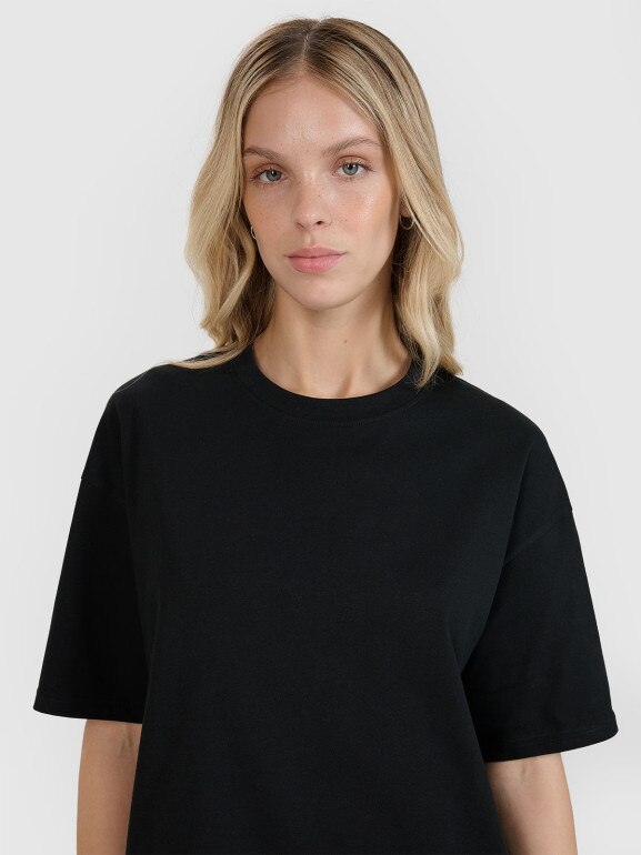 Damski t-shirt oversize bez nadruku 4F 4FRSS25TTSHF2692 - czarny