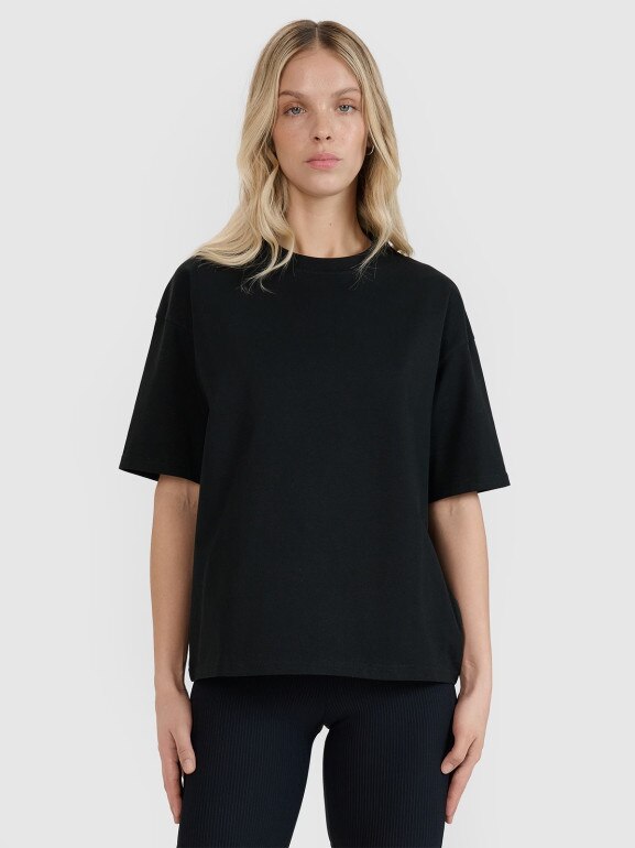 Damski t-shirt oversize bez nadruku 4F 4FRSS25TTSHF2692 - czarny