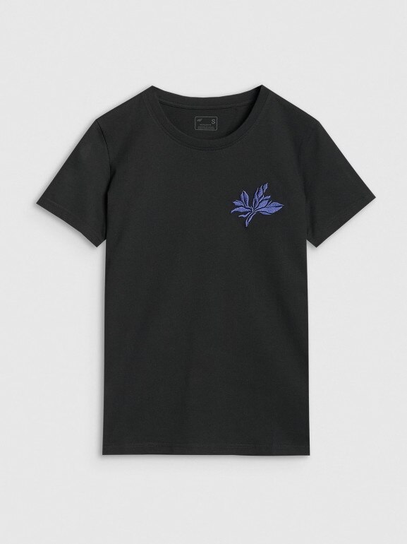Damski t-shirt z nadrukiem 4F 4FRSS25TTSHF2693 - czarny