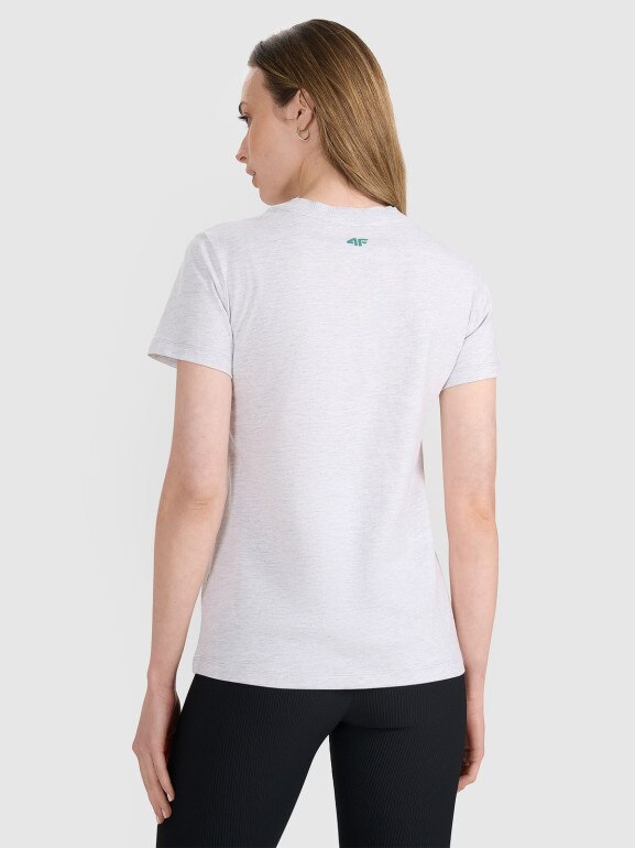 Damski t-shirt z nadrukiem 4F 4FRSS25TTSHF2780 - szary
