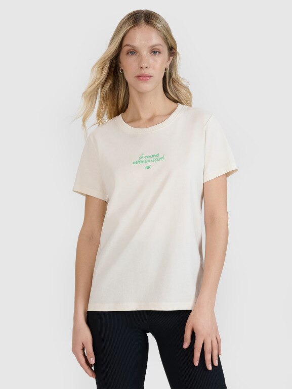 Damski t-shirt z nadrukiem 4F 4FRSS25TTSHF2786 - biały
