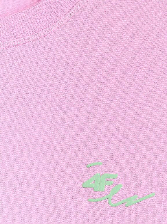 Damski t-shirt oversize z nadrukiem 4F 4FRSS25TTSHF2787 - różowy