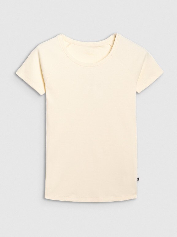 Damski t-shirt bez nadruku 4F 4FRSS25TTSHF2790 - biały
