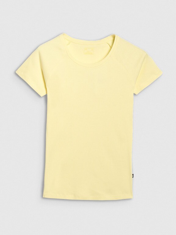 Damski t-shirt bez nadruku 4F 4FRSS25TTSHF2790 - żółty