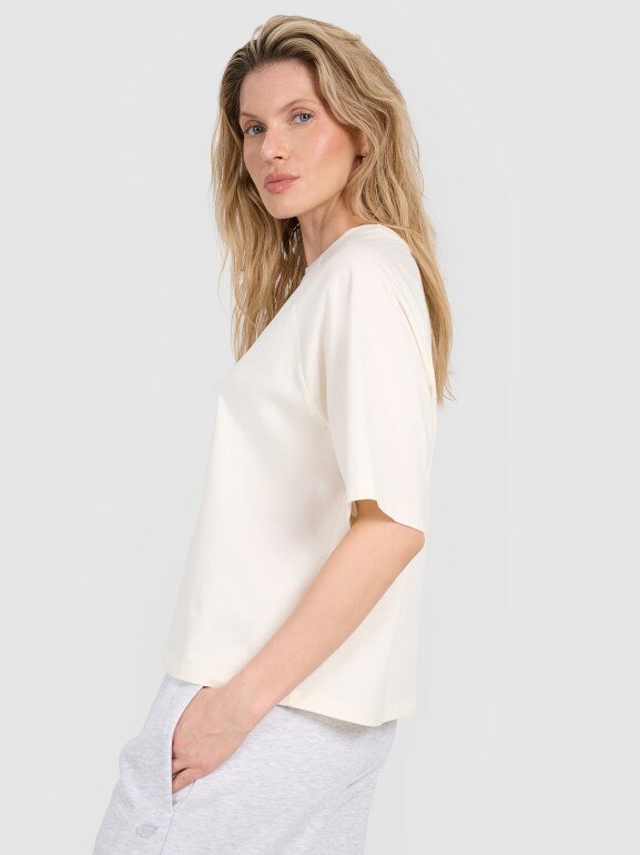 Damski t-shirt oversize 4F 4FRSS25TTSHF2792 - biały 