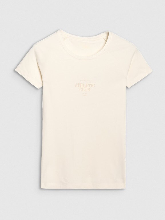 Damski t-shirt z nadrukiem 4F 4FRSS25TTSHF2978 - biały