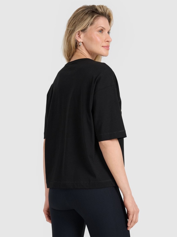 Damski t-shirt z nadrukiem oversize 4F 4FRSS25TTSHF3159 - czarny