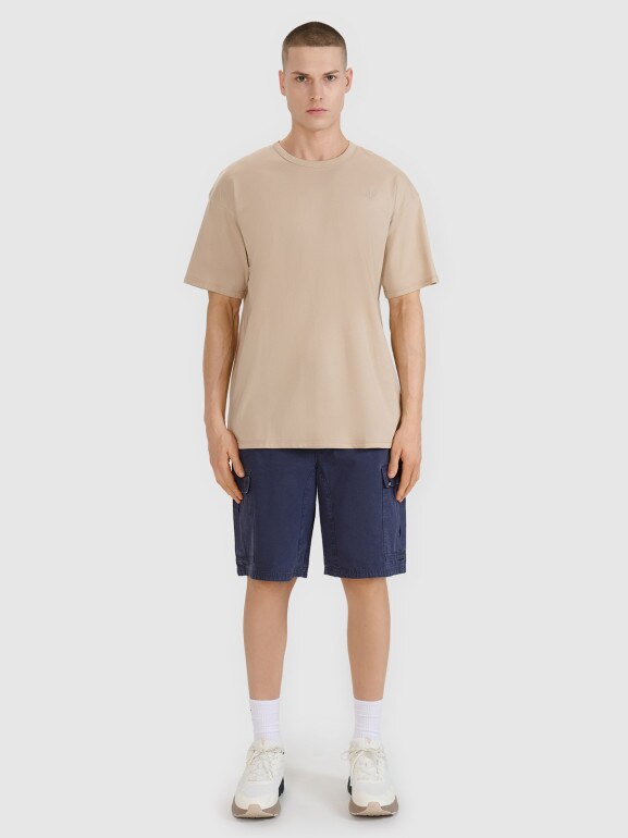 Męski t-shirt oversize 4F 4FRSS25TTSHM2686 - brązowy