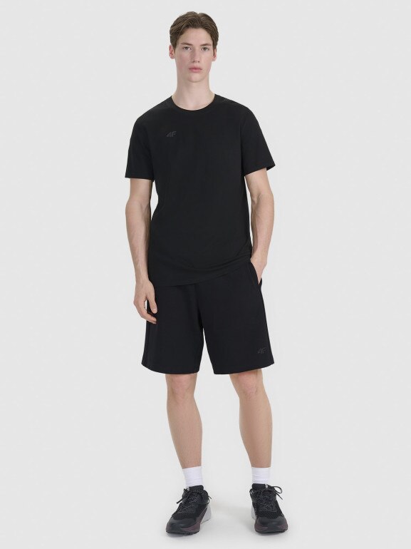 Męski t-shirt z nadrukiem 4F 4FRSS25TTSHM2687 - czarny