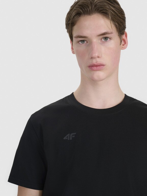 Męski t-shirt z nadrukiem 4F 4FRSS25TTSHM2687 - czarny