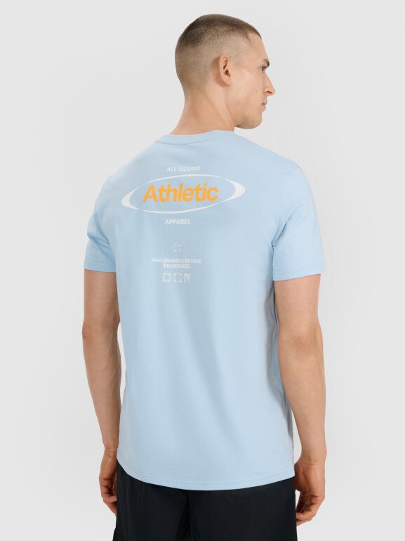 Męski t-shirt z nadrukiem 4F 4FRSS25TTSHM2687 - niebieski