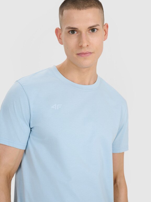 Męski t-shirt z nadrukiem 4F 4FRSS25TTSHM2687 - niebieski