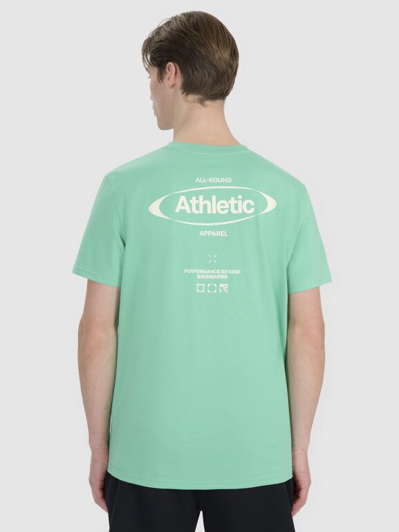 Męski t-shirt z nadrukiem 4F 4FRSS25TTSHM2687 - zielony