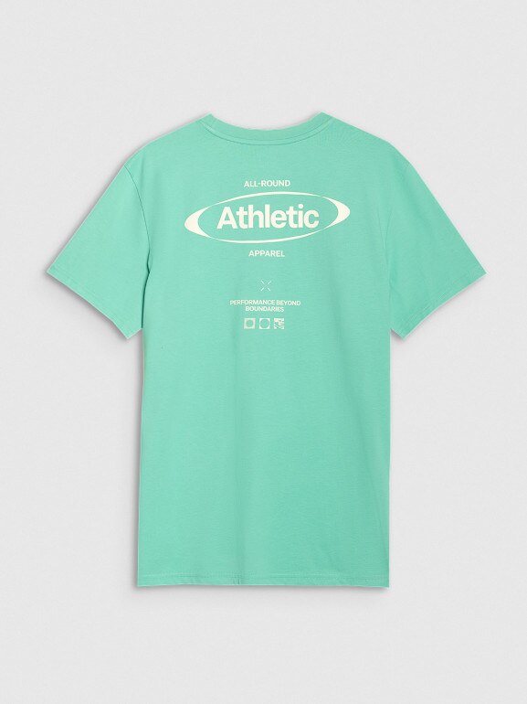 Męski t-shirt z nadrukiem 4F 4FRSS25TTSHM2687 - zielony