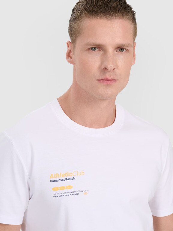 Męski t-shirt z nadrukiem 4F 4FRSS25TTSHM2848 - biały