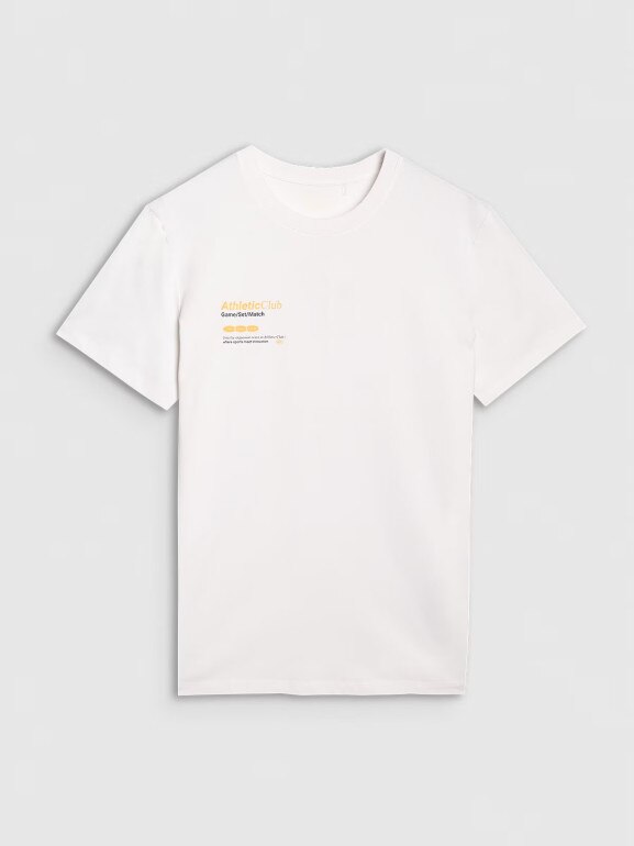 Męski t-shirt z nadrukiem 4F 4FRSS25TTSHM2848 - biały