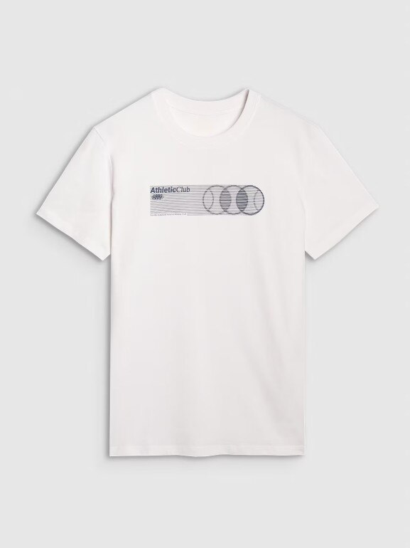 Męski t-shirt z nadrukiem 4F 4FRSS25TTSHM2851 - biały