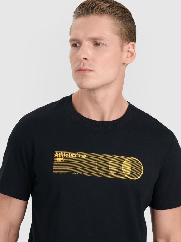 Męski t-shirt z nadrukiem 4F 4FRSS25TTSHM2851 - czarny