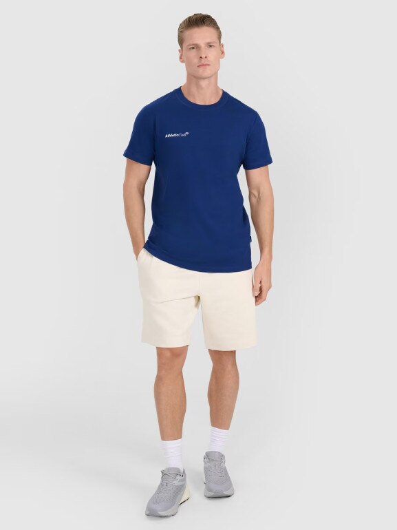 Męski t-shirt z nadrukiem 4F 4FRSS25TTSHM2853 - granatowy