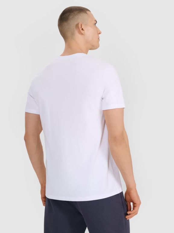Męski t-shirt z nadrukiem 4F 4FRSS25TTSHM2995 - biały