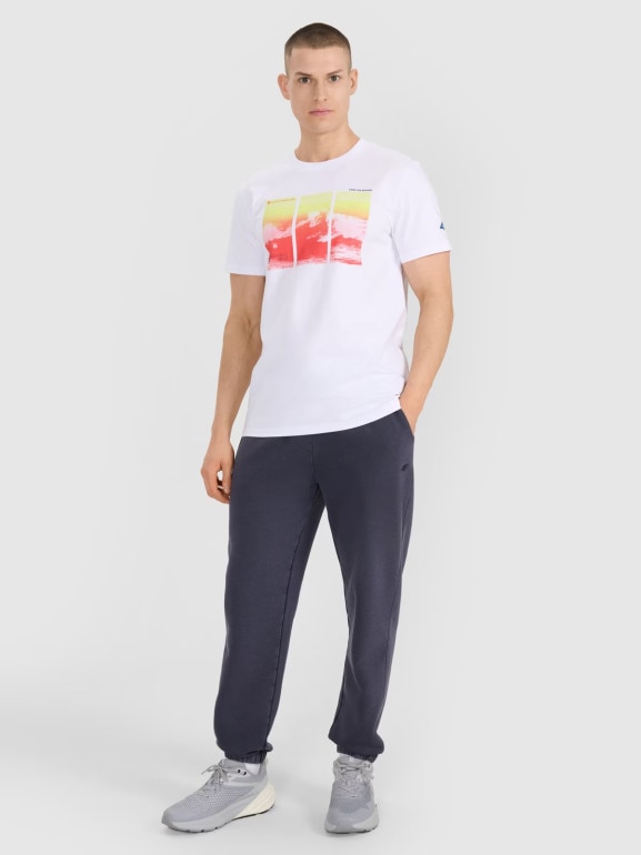 Męski t-shirt z nadrukiem 4F 4FRSS25TTSHM2995 - biały