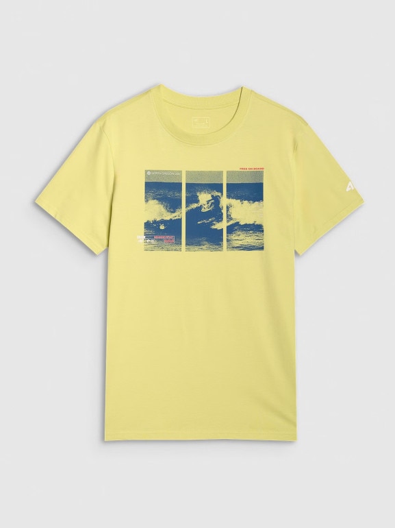 Męski t-shirt z nadrukiem 4F 4FRSS25TTSHM2995 - zielony
