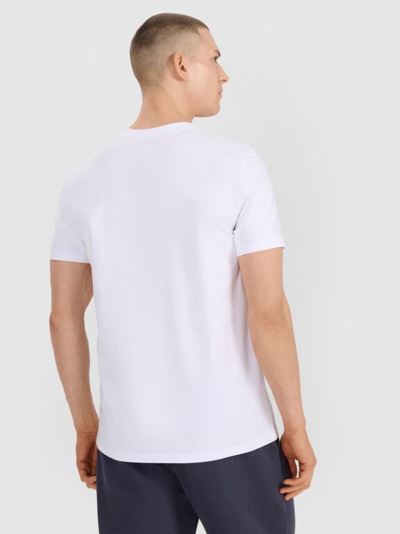 Męski t-shirt z nadrukiem 4F 4FRSS25TTSHM2996 - biały