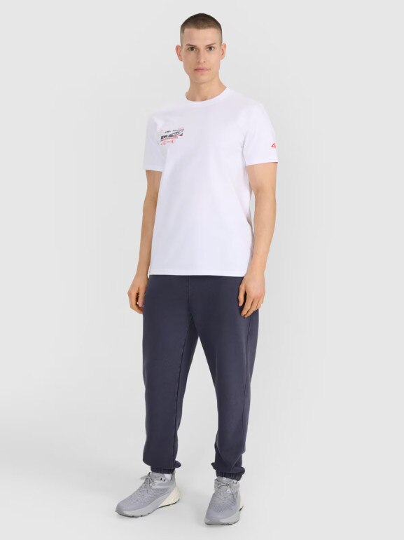 Męski t-shirt z nadrukiem 4F 4FRSS25TTSHM2996 - biały