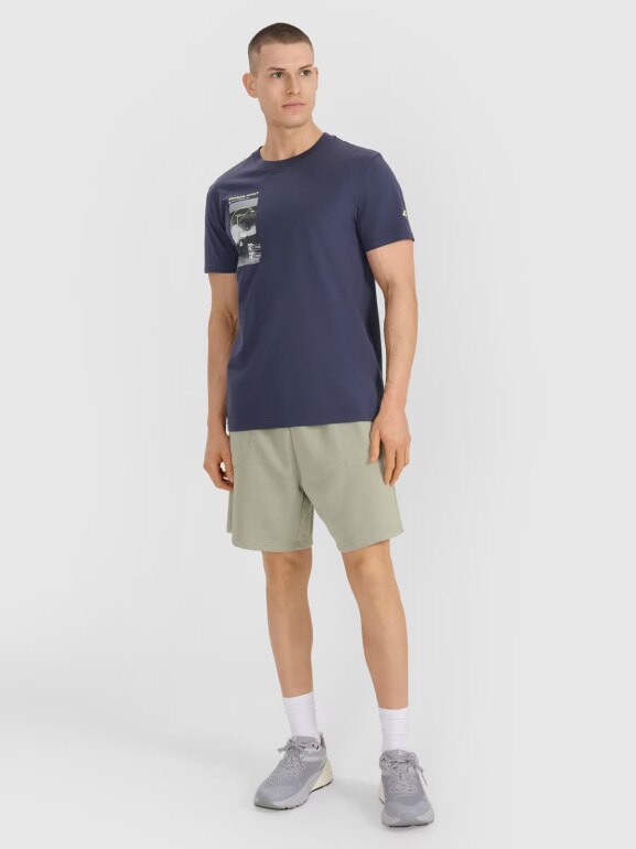 Męski t-shirt z nadrukiem 4F 4FRSS25TTSHM2997 - granatowy