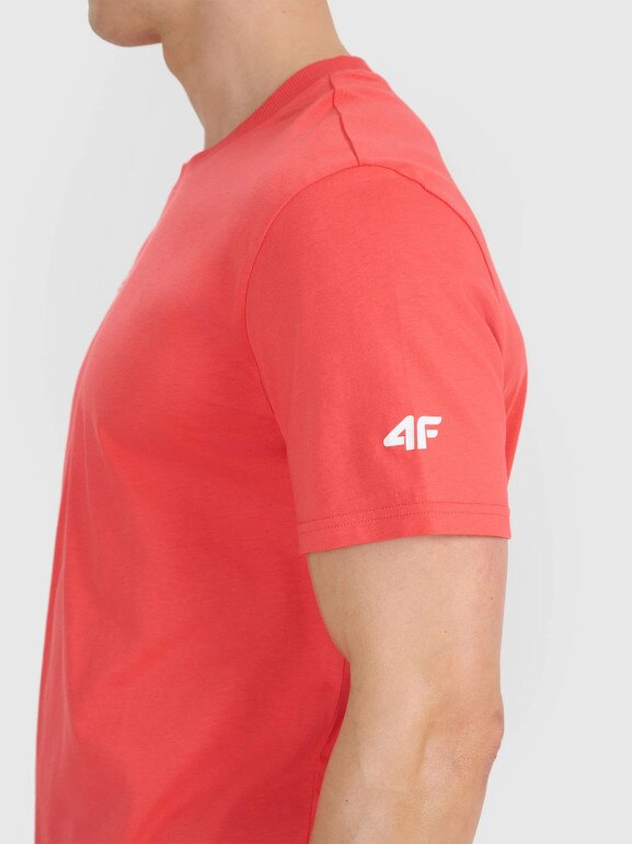 Męski t-shirt z nadrukiem 4F 4FRSS25TTSHM2997 - różowy