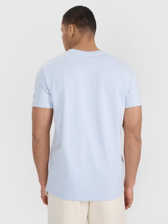 Męski t-shirt z nadrukiem 4F 4FRSS25TTSHM2998 - niebieski
