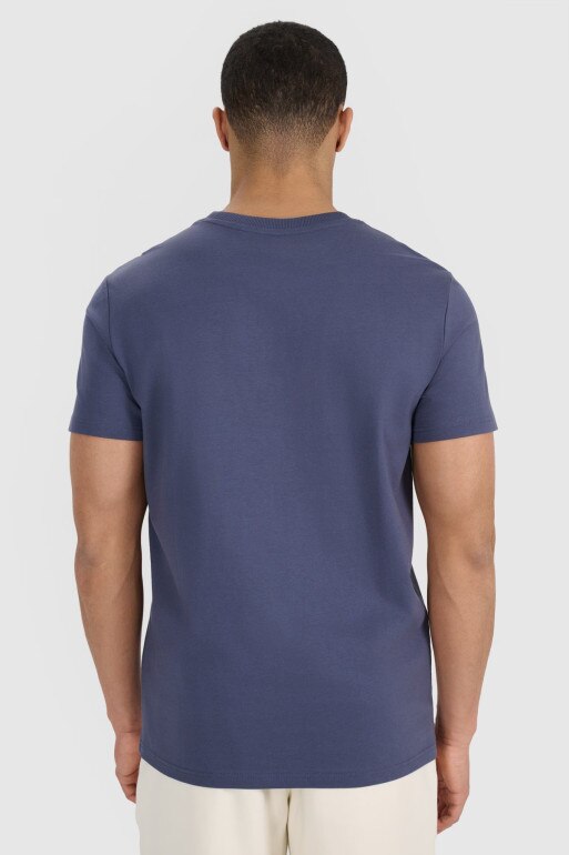 Męski t-shirt z nadrukiem 4F 4FRSS25TTSHM3002 - granatowy