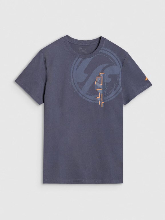 Męski t-shirt z nadrukiem 4F 4FRSS25TTSHM3002 - granatowy