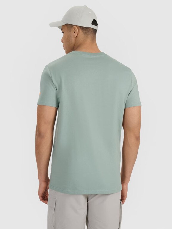 Męski t-shirt z nadrukiem 4F 4FRSS25TTSHM3002 - khaki