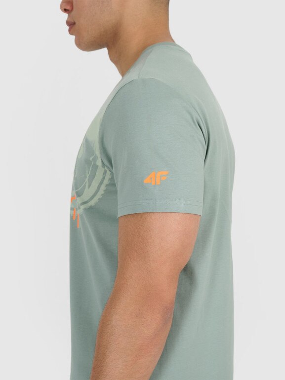Męski t-shirt z nadrukiem 4F 4FRSS25TTSHM3002 - khaki