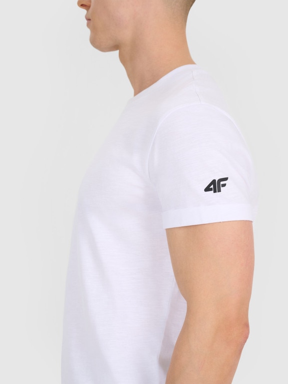 Męski t-shirt basic 4F 4FRSS25TTSHM3041 - biały