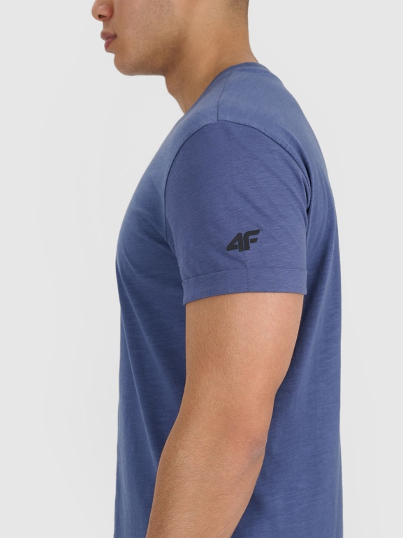 Męski t-shirt basic 4F 4FRSS25TTSHM3041 - niebieski
