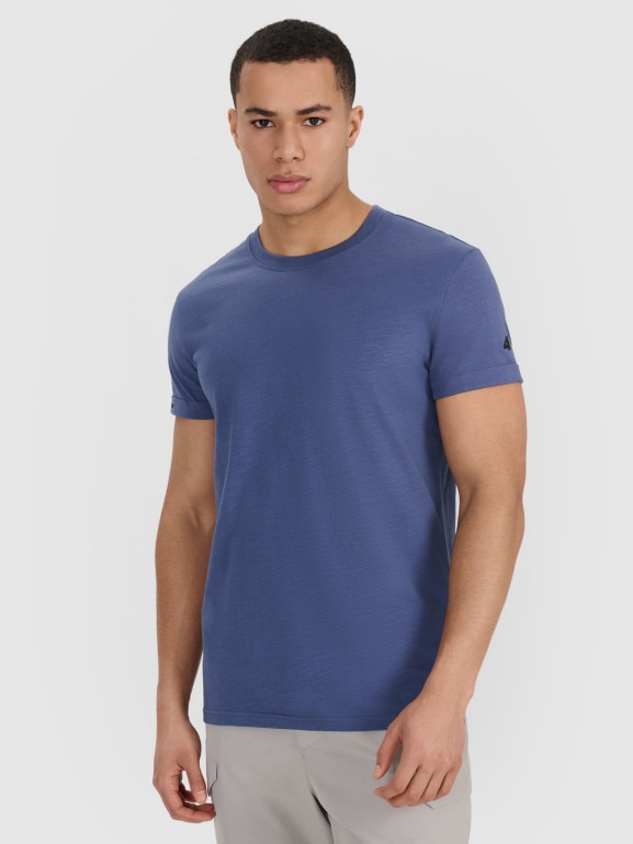 Męski t-shirt basic 4F 4FRSS25TTSHM3041 - niebieski