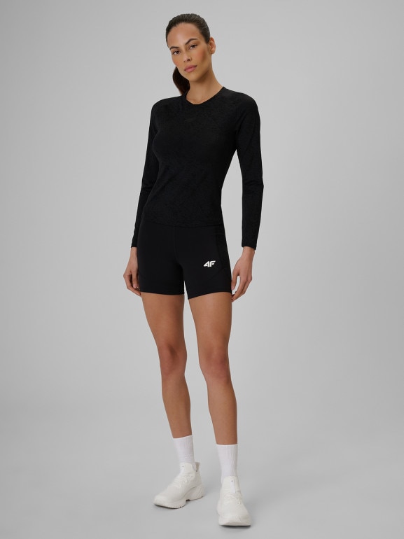 Damski longsleeve treningowy 4F 4FRSS26TFLOF0721 - czarny