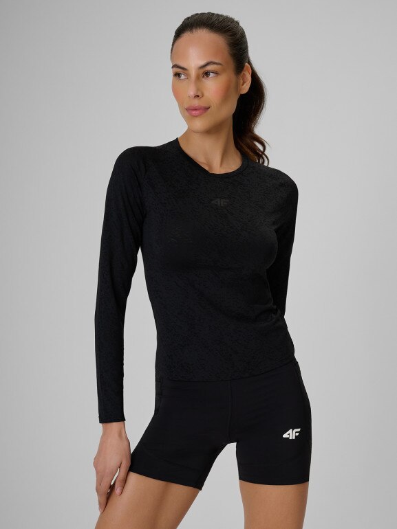 Damski longsleeve treningowy 4F 4FRSS26TFLOF0721 - czarny