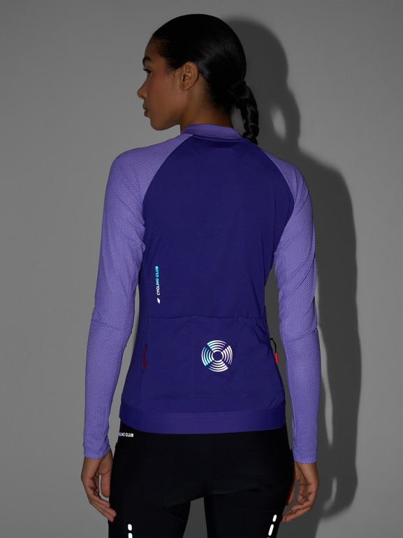 Damski longsleeve kolarski UPF50+ 4F 4FRSS26TFLOF650 - fioletowy