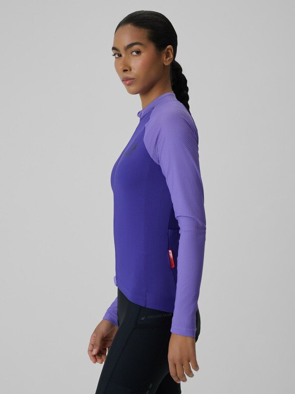 Damski longsleeve kolarski UPF50+ 4F 4FRSS26TFLOF650 - fioletowy