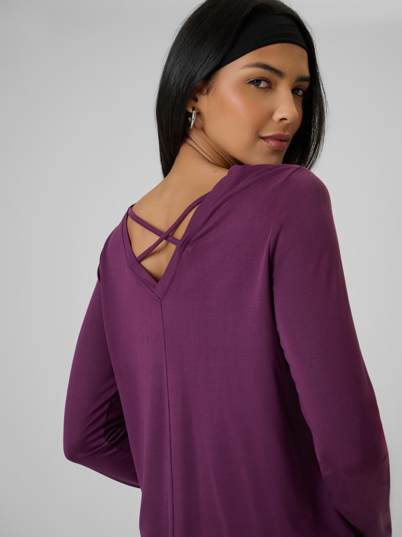 Damski longsleeve bez nadruku 4F 4FRSS26TLONF673 - fioletowy