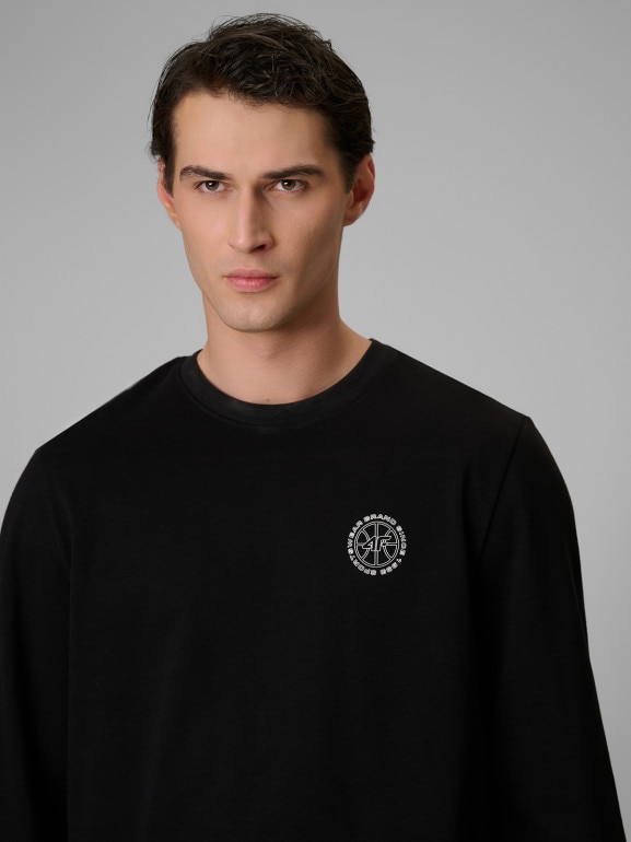 Męski longsleeve bez nadruku 4F 4FRSS26TLONM671 - czarny